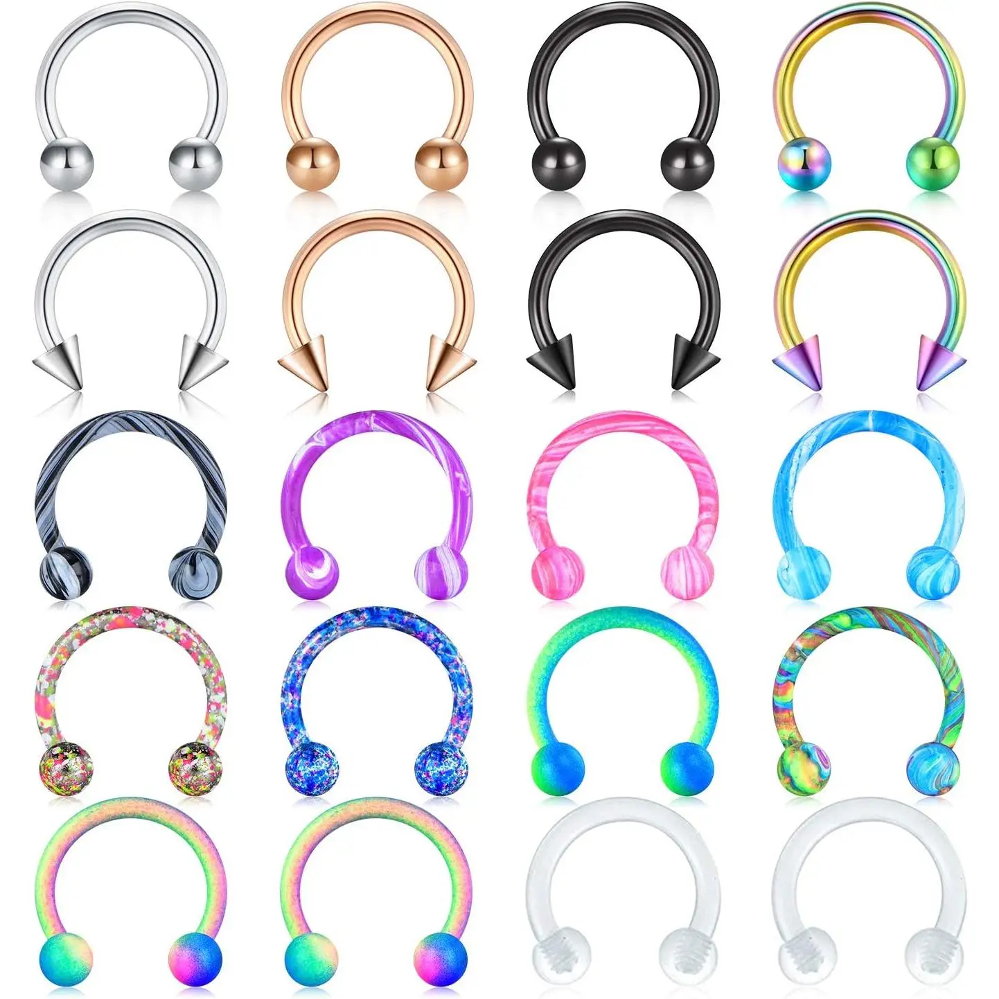 16G Stainless Steel Horseshoe Nose Septum Rings Piercing Jewelry Cartilage Helix Tragus Earring Hoop Lip Horseshoe Piercing Retainer for Women Men 6mm 8mm 10mm
