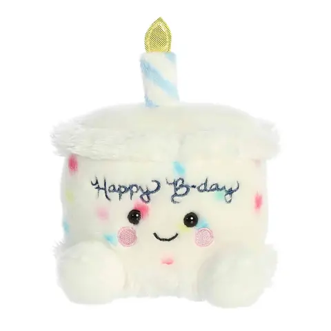 Palm Pals Adorable Happy B'Day Cake White Soft Plush Collectable Stuffed Animal