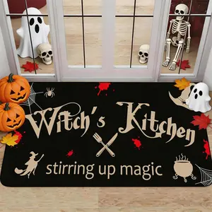 Door Mat Rug,Halloween Entrance Mat, Pumpkin Bat Ghost Design, Non-Slip Low Profile, Kitchen Floor Mat, Party Decor, Home Decoration,Funny front door indoor and outdoor bathroom rugs  fall rug mat Carpet,Bohemian Boho Style Rug