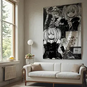 Death Note Tapestry Neon Anime Theme Bedroom Gaming Stream Room Anime-Style Living Room Wall Hanging Room Decor