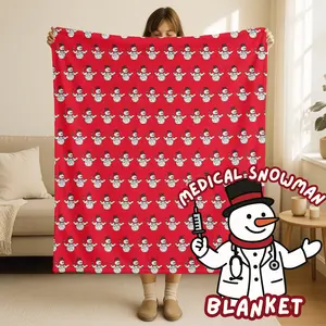 Sam & Kendall Medical Snowman Christmas Blanket Cozy Holiday Plush Throw for Nurses PAs Doctors Warm Winter Blanket Cute Healthcare Christmas Gift Decor