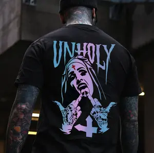 UNHOLY Nun Fluorescent Style Black,bad girl tshirt,hoodie,sweatshirt,gift for her,him,women,summer outfits, style, streetwear, top, vintage graphic tees,Mother day,Aesthetic,Trendy,Unisex,90S,Tatoo,daily wear,short sleeve,neck tee