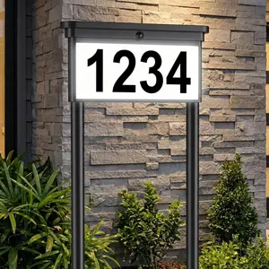 Solar Address Sign Light Outdoor, 29.5" Tall IP65 Waterproof Solar House Number Sign with DIY Number/Letter Kit, 12 Lighting Modes (Warm White/Color Changing) Double Sided Solar Address Plaque for Yard, Mailbox, Wall Decor outdoorfun