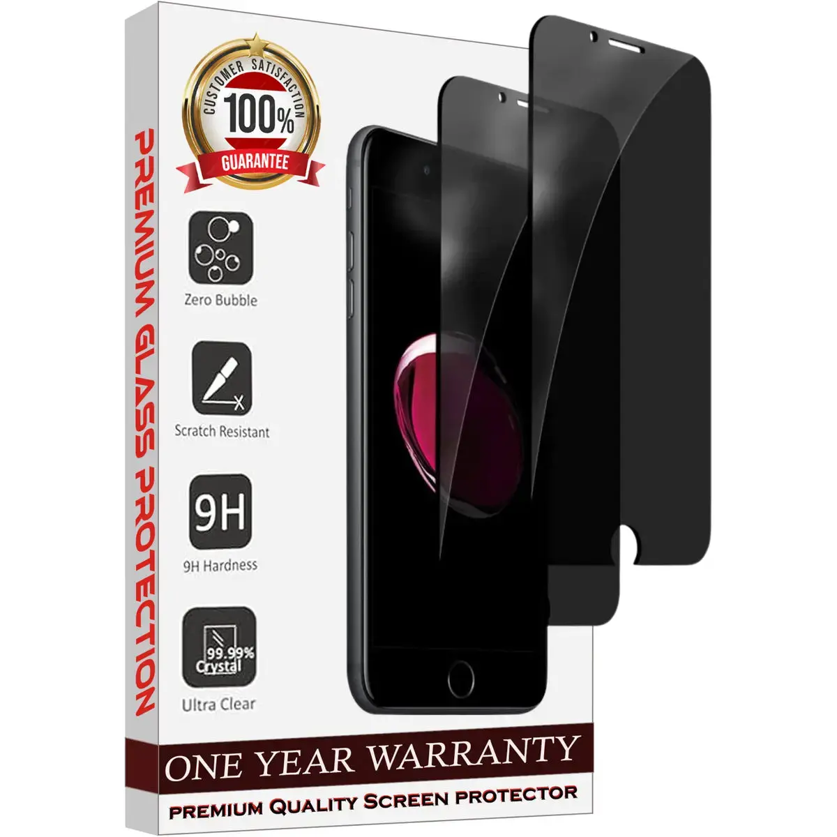 Entronix Anti-Spy Privacy Screen Protector Compatible with iPhone 8 Plus/7 Plus - 2-Piece Combo