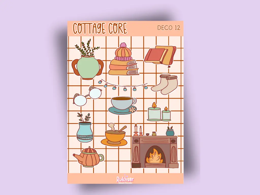 Cottage Core Sticker Sheet - Assorted Designs - Perfect for Decorating Your Cottage Home