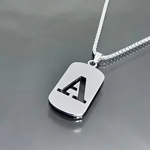 Elegant Simple Titanium Steel Pendant Necklace for Men and Women - No Plating Script & Numeric Symbols Design - Fashionable Military Dog Tags Hip Hop Sweater Chain - Ideal for Daily Wear & Gift Giving