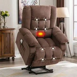 JONPONY Power Lift Recliner Chair for Elderly with Heat and Massage, Lay Flat Assist Recliner with Side Pocket for Living Room