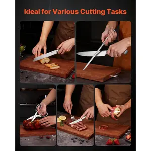 VEVOR Kitchen Knife Set with Block and Sharpener, 15 Piece German High Carbon Stainless Steel Sharp Knife Set, Kitchen Cutlery with Ergonomic Handle, Sharpening Rod and Wooden Block, for Home Cooks