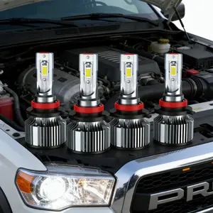 Pack of 4 9005/9006-H11 Bulbs, 66000LM Super Bright 6500K Cool White 9005 & HB3 Powersport Bulbs with Fan, 60000+ Hrs, IP68, Easy Plug-N-Play, Driving Fog Spot Light