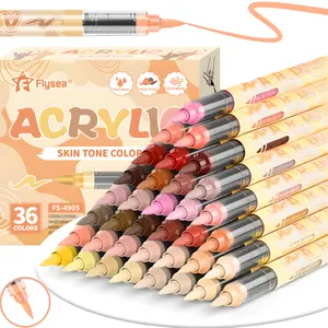 Skin Tones Art Markers,12/24/36 Color Soft Brush Tip Acrylic Paint Pens, Quick-Drying Waterproof Acrylic Paint Markers for Illustration Sketching, Wood,Glass,Fabric,Rocks Painting