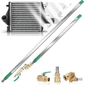 " & 24" Radiator Cleaning Wand 2- Set, 4500 PSI Stainless Steel  Water/Air Radiator Cleaner with  Washer  Adapter & Tips for , , Heavy Equipment, & Green