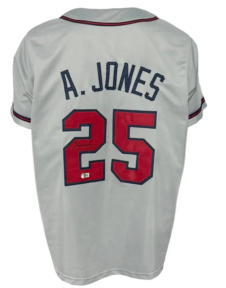 Atlanta Braves Andruw Jones Autographed Pro Style Grey Jersey BAS ...