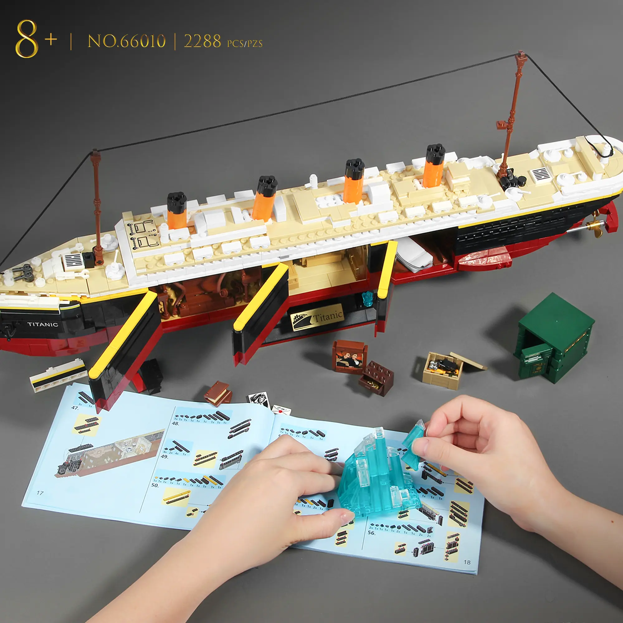 TOKMOC 2288 Pieces,Titanic Building Block Set,with Iceberg Sinking