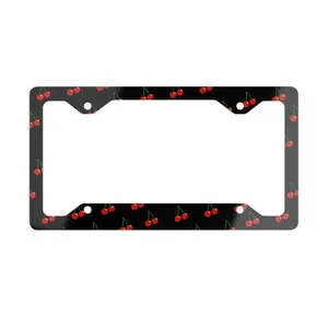 Black Cherry Metal License Plate Frame, Deep Red Aesthetic Car Decor, Luxury Cherry Car Accessories for Women, Dark Red Girly Gift for Her