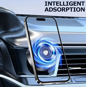 1pc Car-mounted Adhesive Mobile Phone Holder, Single-sided Magnetic/Single-sided Vacuum Adhesive Smartphone Holder, Alloy Material, Universal Compatibility for 4-7.2 Inch Smartphones, Very Suitable for Hands-free Use, Gift Packaging