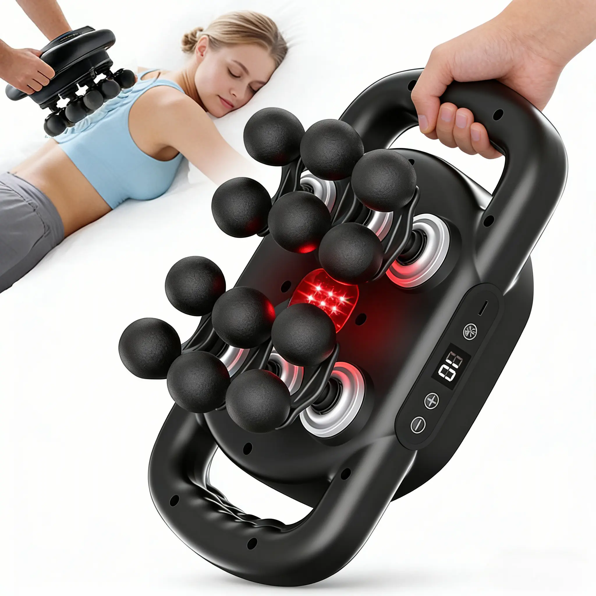12-Head Massage Gun with 10 Levels & 9 Modes Deep Tissue Percussion Massager for Back Shoulders Legs and Foot Pain Relief Quiet Muscle Massage Gun