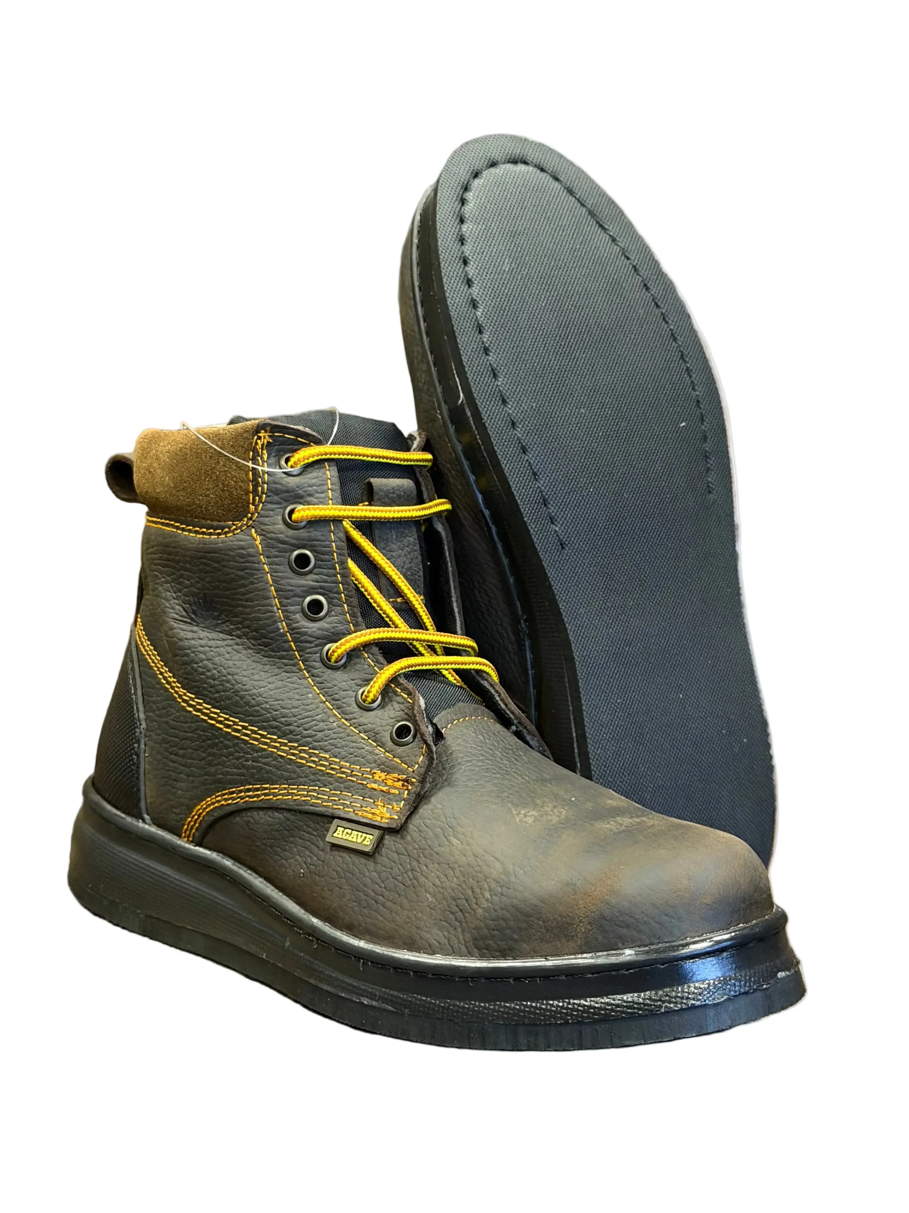 Men's Work Boots – Genuine Leather Safety Work Boots, Slip-Resistant, Durable Construction Boots