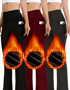 3-piece women's plush wide-leg pants, daily casual wear, fitness and sports wide-leg pants, daily sports flared pants, high-waisted wide-leg pants