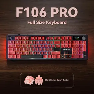 【Urtechdaddy Edition】AULA F106 PRO Wireless Mechanical Keyboard,Full Size Gaming Keyboard with Hot Swappable Knob & Screen,Tri-Mode RGB Backlit with 8000mAh for PC/Laptop/Windows
