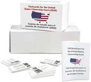 U.S.Civics 2026-128 questions Test Bilingual Flach Cards-English/Spanish