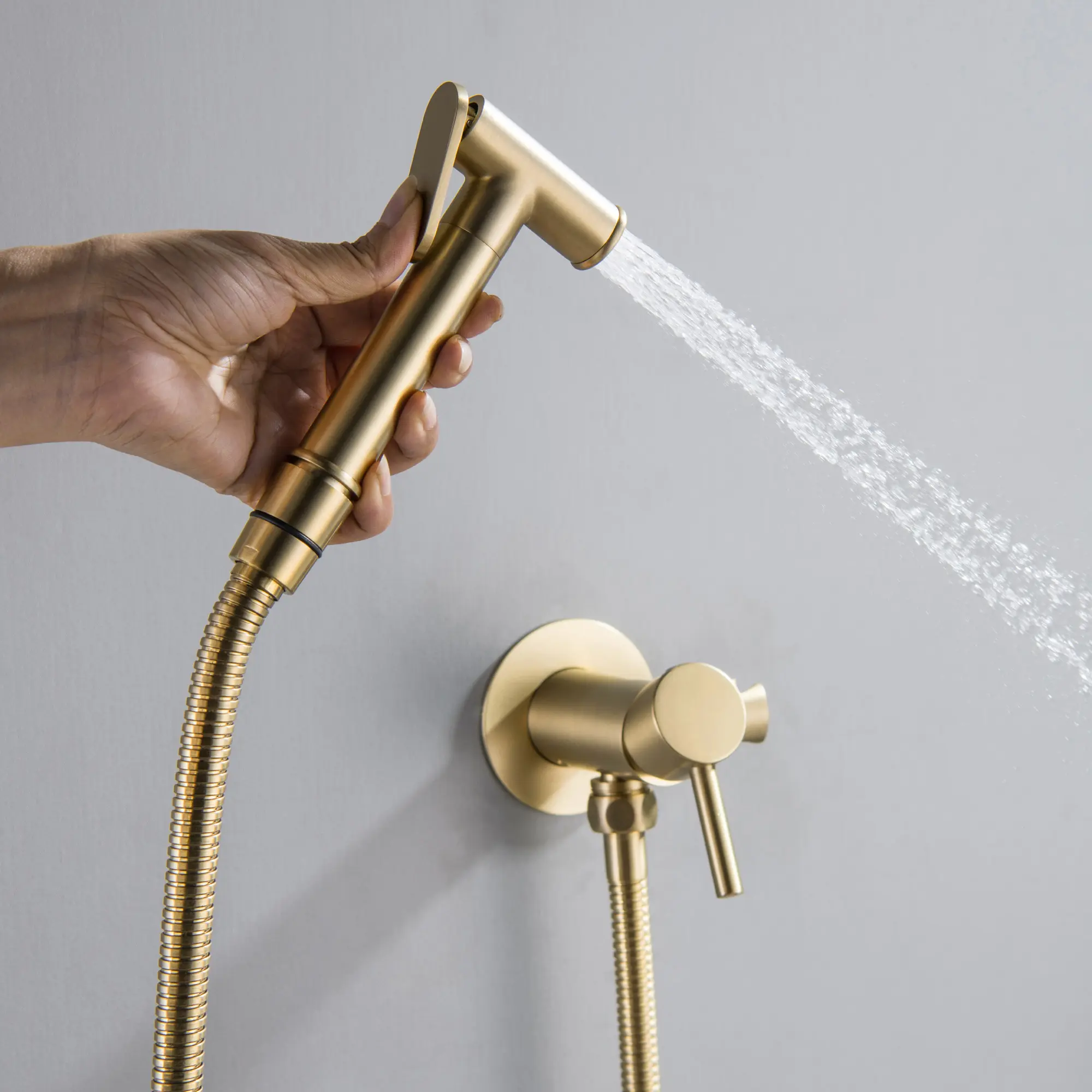 Brushed Gold Bidet Sprayer Brass Matt Black Hot and Cold Water Mixer Shattaf Set Chrome High Pressure Handheld  muslim Shower for Bathroom Toilet
