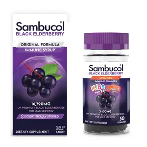 Family Pack Sambucol Black Elderberry Syrup + Kids Gummies - The #1 Black Elderberry Brand -  Immune Support for Kids and Adults, High Antioxidants, Gluten Free - Original Formula