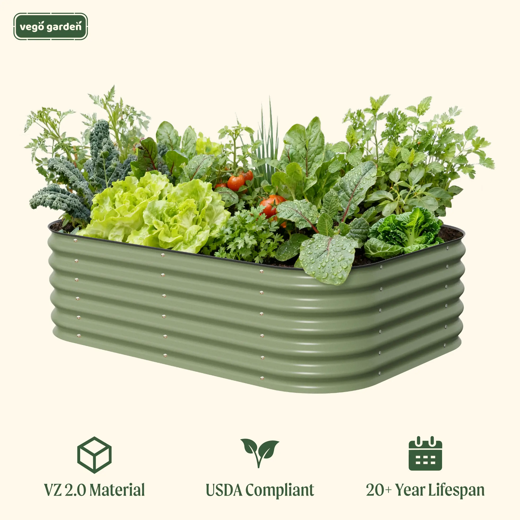 Vego garden 17" Tall 6 in 1 Modular Metal Raised Planter Bed Aluzinc Raised Garden Bed Kits for Vegetables Flowers Patio Ground Planter Box Vego garden 17" Tall 6 in 1 Modular Metal Raised Planter Bed Aluzinc Raised Garden Bed Kits for Vegetables Flowers Patio Ground Planter Box