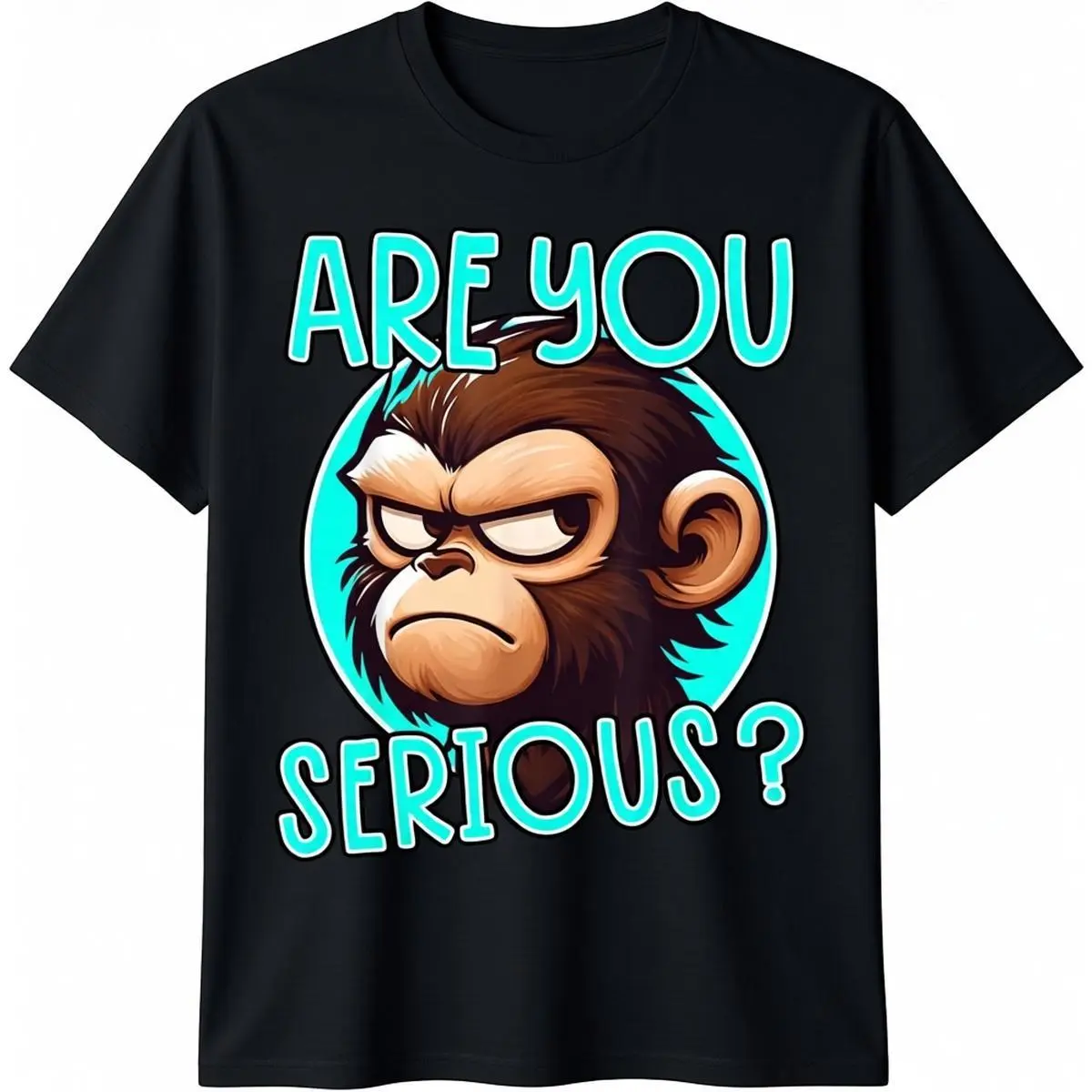 Are You Serious Grumpy Funny Monkey Meme Humor T-Shirt Pure Cotton Graphic Tees Menswear Top: Gifts for Men & Women