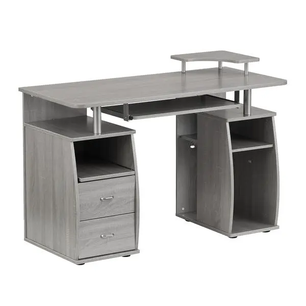 Commercial Office Furniture Complete Computer Workstation Desk with Storage & Adjustable Setting Computer Armoires, Gray - 33.5x47.25x21.5 in.