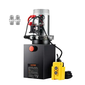 【fathersdaygift】VEVOR Hydraulic Pump, 6 Quart Hydraulic Power Unit, Double Acting Dump Trailer Pump, 0.91 GPM Flow Rate, 3200 PSI Max Relief Pressure, DC 12V Hydraulic Pump for Dump Trailer Car Lifting