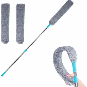 Adjustable & Bendable Microfiber Duster, Telescopic Pole, Washable Reusable Cleaning Tool for High Ceilings, Furniture, Cars, Sweeping Spider Webs Under Bed