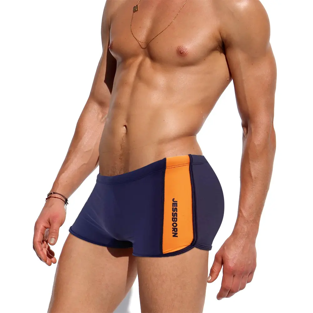 Side Slit Boxer Men's Sports Fitness Swimming Trunks