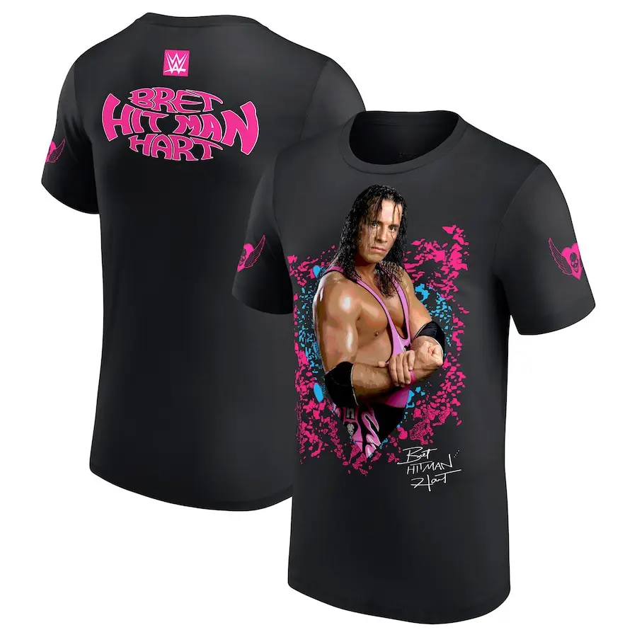 Men's Black Bret Hart Hitman Superstar T-Shirt, , Both Side Professional Wrestler Tee For Man and Woman Unisex T-Shirt, Hoodie, Sweatshirt Menswear Fitted Cotton Soft