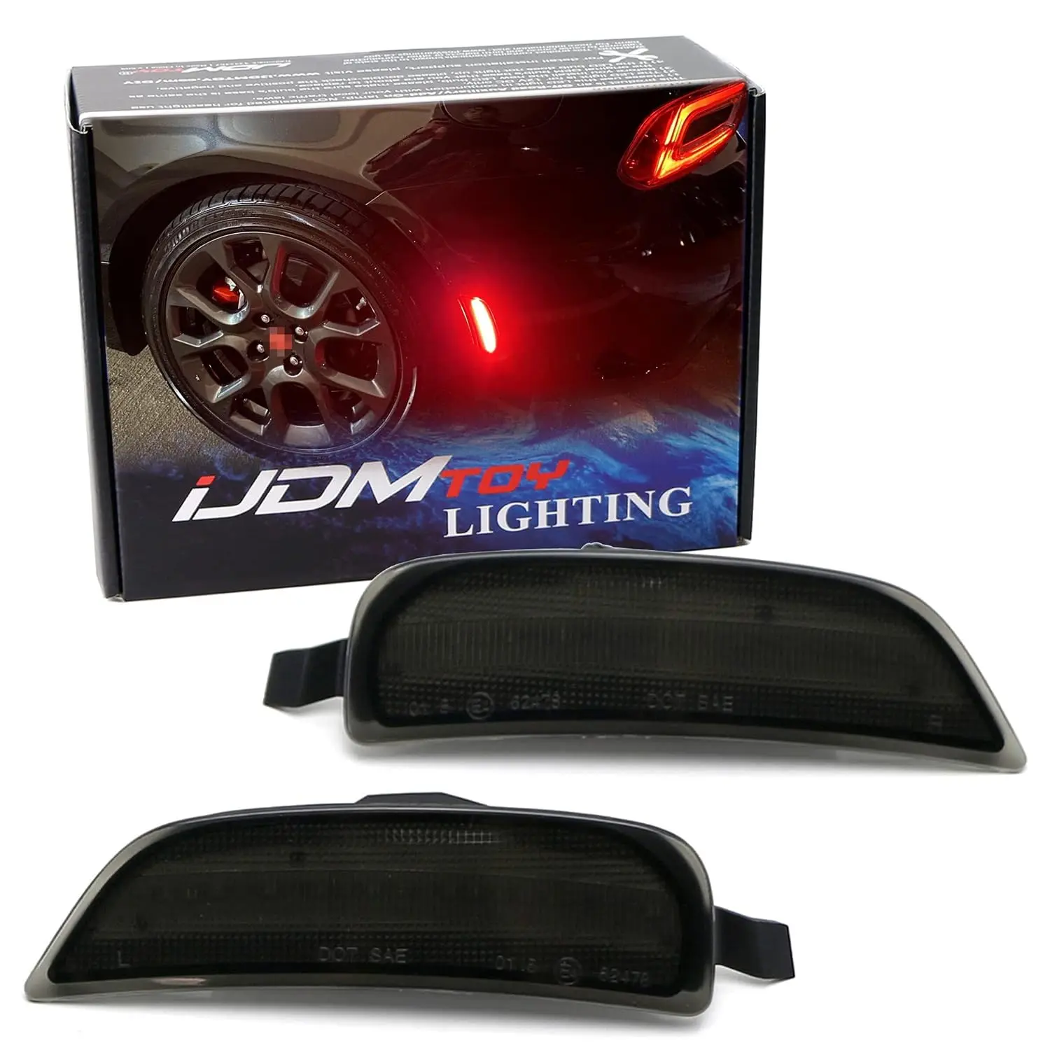 iJDMTOY Smoked Lens Red Full LED Strip Rear Side Marker Light Kit For 2016-up Fiat 124 Spider Abarth Trim ONLY, Powered by Total 42-SMD LED