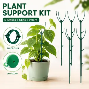 Moss Pole Alternative Plant Stakes, 6 Pack Stackable Support for Monstera & Vines, Garden Essential Trellis Sticks, Gardening Gifts for Women with 20Pcs Clips & Ties