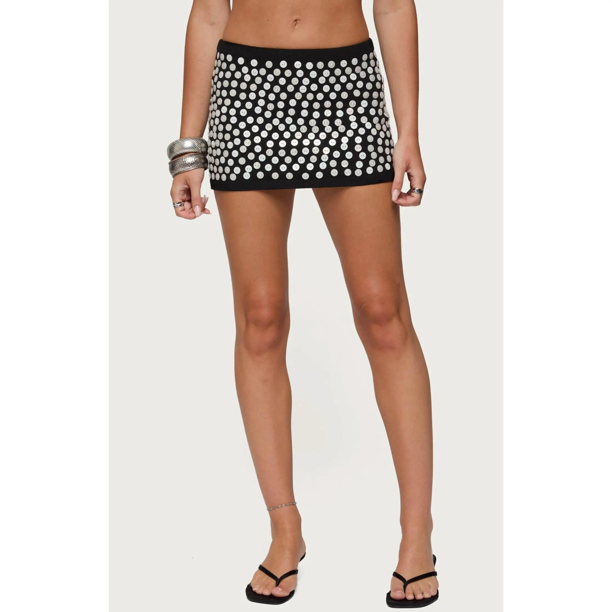 Edikted Women's Ada Iridescent Button Knit Mini Skirt - Multicolor