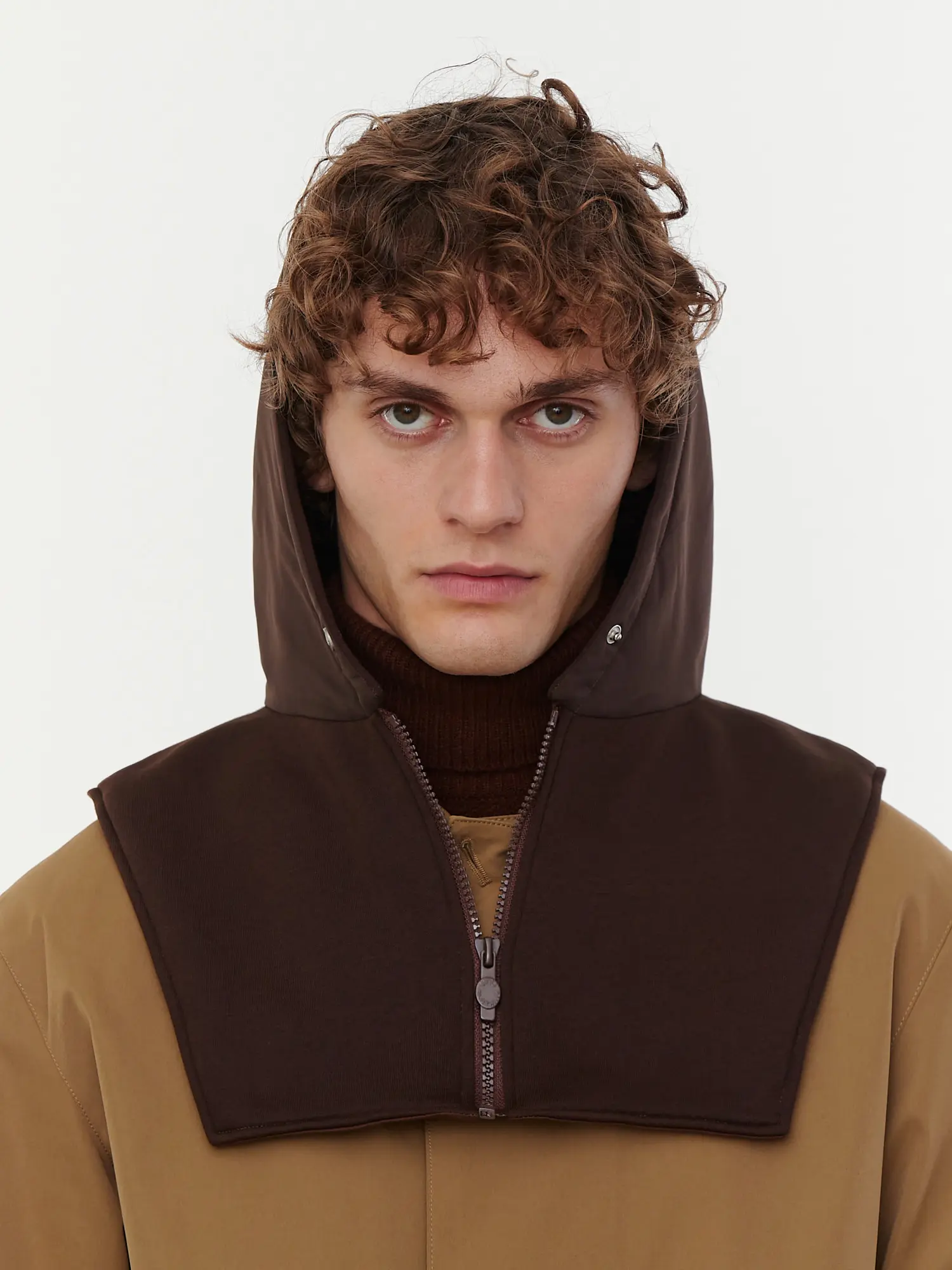 Cotton Waterproof Balaclava Hood in Brown