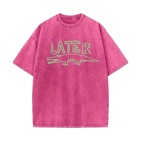 Washed Cotton Tee-Fuchsia