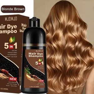 Natural Blonde Brown Hair Dye Shampoo 5 in 1,200ml Natural Herbal Formula for Gray Hair Coverage, Hair Instant Dye Shampoo to Cover Gray Hair for Women Men,  Gentle, Non-irritating, Ammonia-free, Suitable for All Hair Types,Semi-Permanent