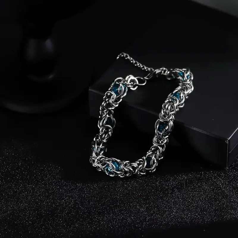 SIXSTARMOB Eternal Ice: Premium Titanium Bracelet with Byzantine Knot Design for Men and Women