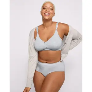 Bali Double Support Cotton Blend Wireless Bra Heather Grey 38DD Women's