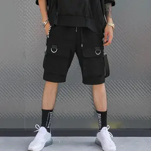 XYXIONGMAO Men's Casual Black Cyberpunk Streetwear Techwear Hip Hop Black Cargo Pants Shorts Sweatpants Joggers for Men