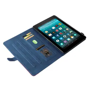 Universal Case, Faux Leather Auto Sleep/Wake Stand Cover with Card Slot & Pen Holder, Protective Sleeve for Kindle Fire HD 10 (2017/2021) & Paperwhite