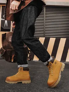 men's boots for men Ankle Boots Men's Leather Chukka Boots Winter Boots Suede Breathable Biker for men Footwear Pig Suede Leather Retro Comfortable Snow Boots Vintage style boots plus size footwear size 12 men's shoes UK