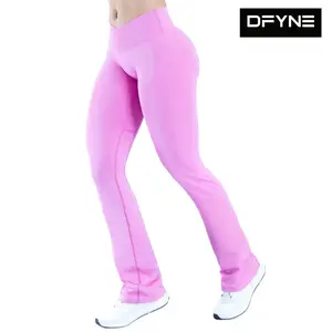 (With Logo) DFYNE Vision Flares Leggings with Logo  Seamless Crossover V-Waist + Sculpted Lift – Flared Gym Yoga Pants!