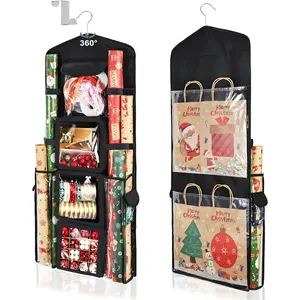 Wrapping Paper Storage Organizer, Double-Sided Gift Wrap Holder, 360° Rotating Gift Bag Storage Organizer for Your Craft, Accessories, Gift Warp Supply, Wrap Ribbon and Stationery