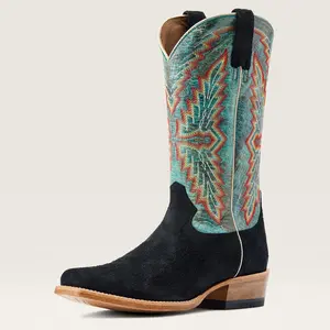 FUTURITY SHOWMAN WESTERN BOOTS BLACK ROUGHOUT Footwear Footwear