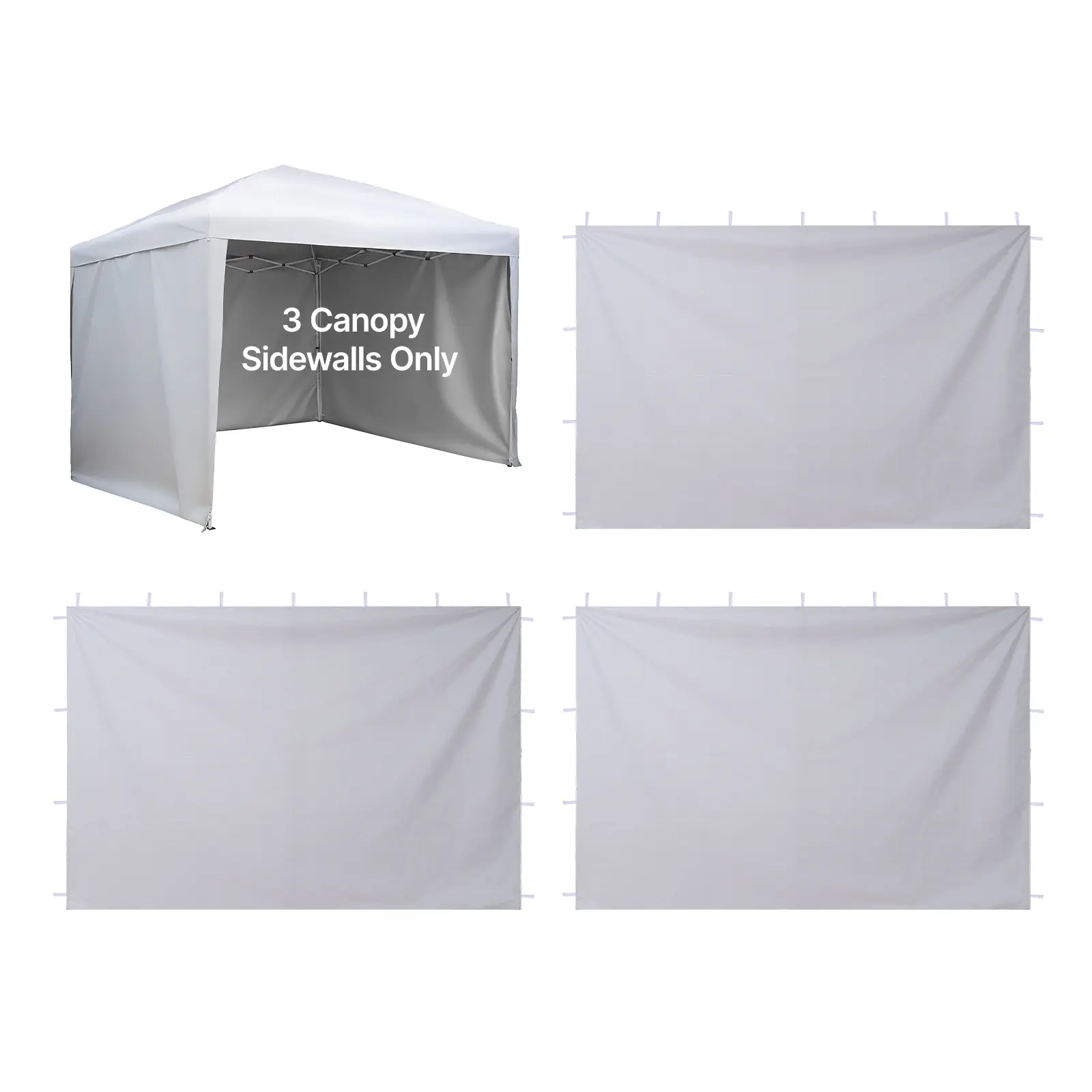【SummerFinds】VEVOR Canopy Sidewalls, Fit for 10 x 10 ft Pop Up Canopy Tent, Tent Side Walls with Waterproof and Sunlight Protection Layer for Outdoor Event Tents, Vendor Booths, Camping (3 Sidewalls Only, White)