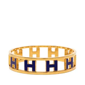 Pre-owned HERMÈS Brass Small Leather Goods Hermes Ronde H Bangle