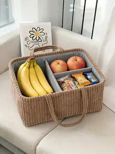 Portable Large-Capacity Diaper Bag Organizer Basket with Multi Pockets - Home Nursery Storage for Diapers, Clothes, Travel Essentials